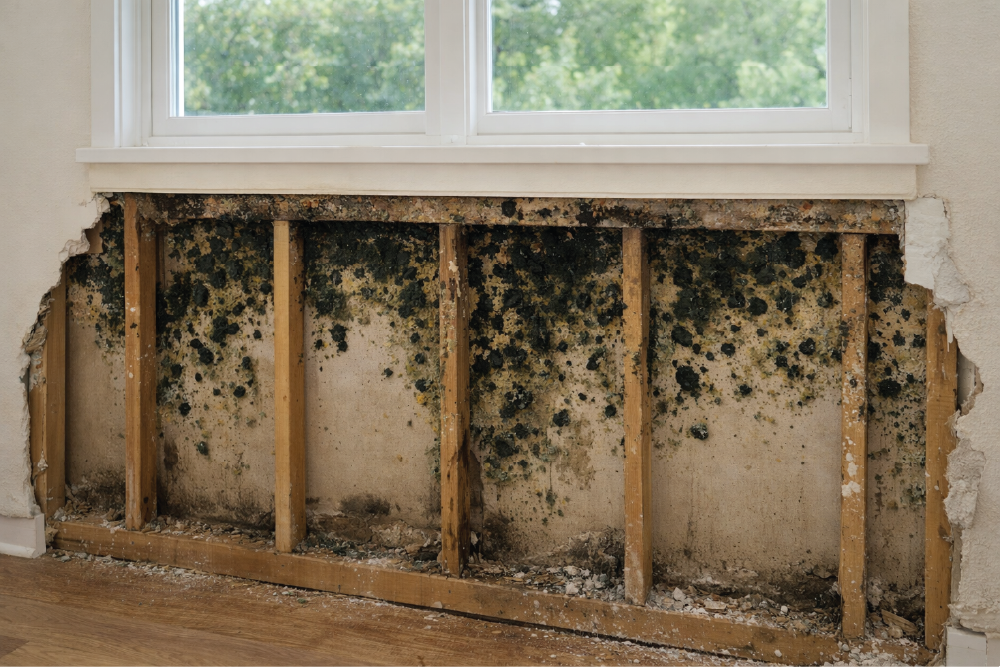 WITHOUT NEST: Air leak becomes water leak, which goes unnoticed for years. Turns to a health hazard for homeowners and a full blown remediationproject.